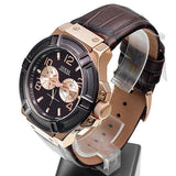 Guess Rigor Analog Brown Dial Brown Leather Strap Watch For Men - W0040G3 Authentic Buy Shop Now