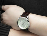 Guess Exec Chronograph White Dial Brown Leather Strap Watch For Men - W0076G2 Authentic Buy Shop Now