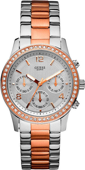 Guess Mini Spectrum Quartz Silver Dial Two Tone Steel Strap Watch For Women - W0122L1 Authentic Buy Shop Now