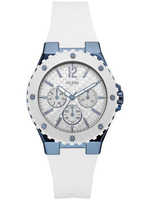 Guess Overdrive Chronograph White Dial White Rubber Strap Watch for Women - W0149L6 Authentic Buy Shop Now