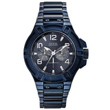 Guess Rigor Multifunction Black Dial Blue Steel Strap Watch for Men - W0218G4 Authentic Buy Shop Now