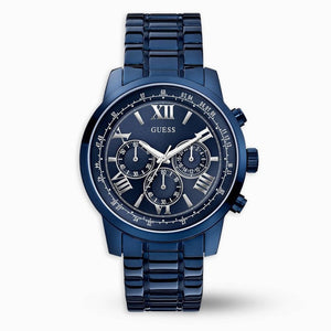 Guess Horizon Chronograph Black Dial Blue Steel Strap Watch For Men - W0379G5 Authentic Buy Shop Now