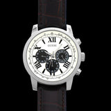Guess Chronograph Quartz White Dial Brown Leather Strap Watch For Men - W0380G1 Authentic Buy Shop Now