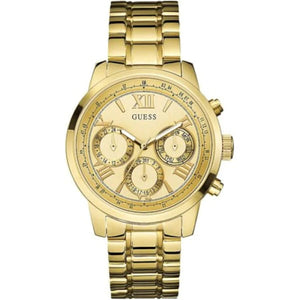 Guess Mini Sunrise Quartz Gold Dial Gold Steel Strap Watch For Women - W0448L2 Authentic Buy Shop Now