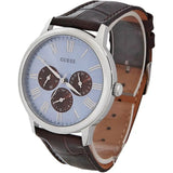 Guess Wafer Analog Blue Dial Brown Leather Strap Watch For Men - W0496G2 Authentic Buy Shop Now