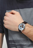 Guess Wafer Analog Blue Dial Brown Leather Strap Watch For Men - W0496G2 Authentic Buy Shop Now
