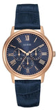 Guess Analog Blue Dial Blue Leather Strap Watch For Men - W0496G4 Authentic Buy Shop Now