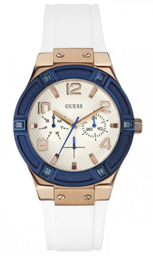 Guess Jet Setter White Dial White Rubber Strap Watch for Women - W0564L1 Authentic Buy Shop Now