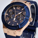 Guess Jet Setter Analog Quartz Blue Dial Blue Rubber Strap Watch For Women - W0571L1 Authentic Buy Shop Now
