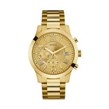 Guess Atlas Chronograph Gold Dial Gold Steel Strap Watch For Men - W0668G4 Authentic Buy Shop Now