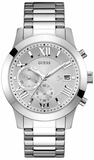 Guess Atlas Chronograph Silver Dial Silver Steel Strap Watch For Men - W0668G7 Authentic Buy Shop Now