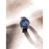 Guess Pinnacle Chronograph Quartz Blue Dial Black Leather Strap Watch For Men - W0673G4 Authentic Buy Shop Now