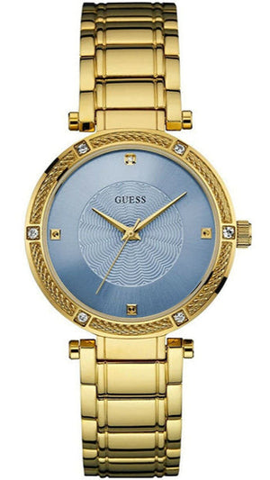 Guess Park Avenue Blue Dial Gold Steel Strap Watch For Women - W0695L2 Authentic Buy Shop Now