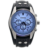 Fossil Coachman Chronograph Blue Dial Black Leather Strap Watch for Men - CH2564 Authentic Buy Shop Now