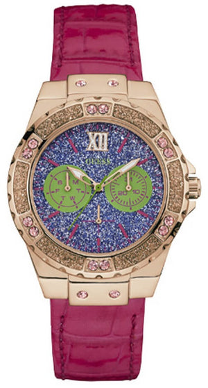 Guess Limelight Quartz Multicolor Dial Red Leather Strap Watch For Women - W0775L4 Authentic Buy Shop Now