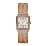 Guess Highline Off White Dial Rose Gold Stainless Steel Mesh Strap Watch For Women - W0826L3 Authentic Buy Shop Now