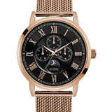 Guess Delancy Black Dial Rose Gold Mesh Bracelet Watch for Men - W0871G5 Authentic Buy Shop Now