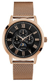 Guess Delancy Black Dial Rose Gold Mesh Bracelet Watch for Men - W0871G5 Authentic Buy Shop Now