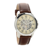 Fossil Grant Automatic Beige Skeleton Dial Brown Leather Strap Watch for Men - ME3099 Authentic Buy Shop Now