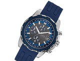 Guess Octane Chronograph Black Dial Blue Rubber Strap Watch For Men - W1047G2 Authentic Buy Shop Now