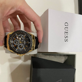 Guess Legacy Black Dial Black Rubber Strap Watch for Men - W1049G5 Authentic Buy Shop Now