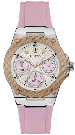 Guess Zena Quartz White Dial Pink Rubber Strap Watch For Women - W1094L4 Authentic Buy Shop Now