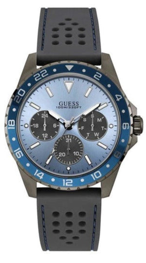 Guess Odyssey Blue Dial Grey Rubber Strap Watch For Men - W1108G6 Authentic Buy Shop Now