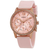 Guess Solar Rose Gold Dial Pink Rubber Strap Watch For Women - W1135L2 Authentic Buy Shop Now
