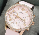Guess Solar Rose Gold Dial Pink Rubber Strap Watch For Women - W1135L2 Authentic Buy Shop Now