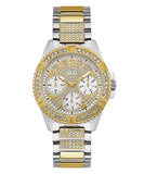 Guess Frontier Chronograph Crystals Gold Dial Two Tone Steel Strap Watch For Women - W1156L5 Authentic Buy Shop Now