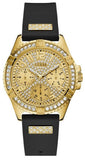 Guess Frontier Diamonds Gold Dial Black Rubber Strap Watch For Women - W1160L1 Authentic Buy Shop Now