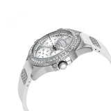 Guess Frontier Diamonds Silver Dial White Rubber Strap Watch For Women - W1160L4 Authentic Buy Shop Now