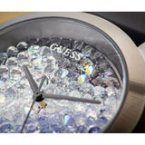 Guess Crush Crystals Silver Dial Black Rubber Strap Watch for Women - W1223L4 Authentic Buy Shop Now