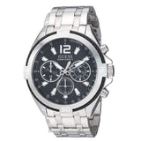 Guess Surge Chronograph Black Dial Silver Steel Strap Watch for Men - W1258G1 Authentic Buy Shop Now