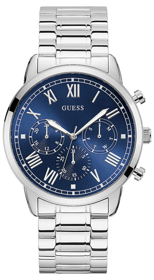 Guess Hendrix Chronograph Blue Dial Silver Steel Strap Watch for Men - W1309G1 Authentic Buy Shop Now