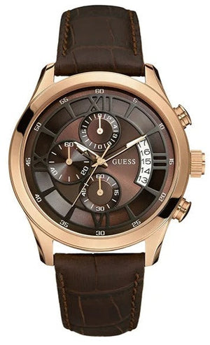 Guess Analog Chronograph Brown Dial Brown Leather Strap Watch For Men - W14052G2 Authentic Buy Shop Now