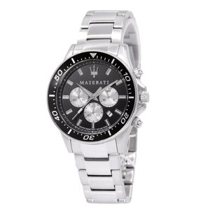 Maserati SFIDA Chronograph Black Dial Silver Steel Strap Watch For Men - R8873640004 Authentic Buy Shop Now