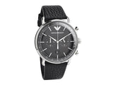 Emporio Armani Aviator Chronograph Black Dial Black Leather Strap Watch For Men - AR11143 Authentic Buy Shop Now