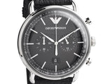 Emporio Armani Aviator Chronograph Black Dial Black Leather Strap Watch For Men - AR11143 Authentic Buy Shop Now