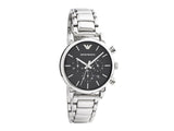 Emporio Armani Chronograph Black Dial Silver Steel Strap Watch For Men - AR1853 Authentic Buy Shop Now