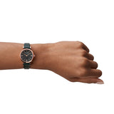 Emporio Armani Gianni T Bar Black Mother of Pearl Dial Black Leather Strap Watch For Women - AR11060 Authentic Buy Shop Now