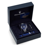 Maserati Traguardo Chronograph Modena Edition Blue Dial Silver Steel Strap Watch For Men - R8871612039 Authentic Buy Shop Now