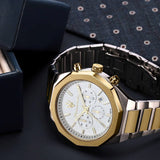 Maserati Stile Chronograph White Dial Two Tone Steel Strap Watch For Men - R8873642009 Authentic Buy Shop Now