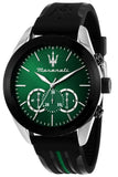 Maserati Traguardo Chronograph Green Dial Black Silicone Strap Watch For Men - R8871612043 Authentic Buy Shop Now