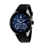 Maserati Traguardo Chronograph Blue Dial Black Silicone Strap Watch For Men - R8871612044 Authentic Buy Shop Now