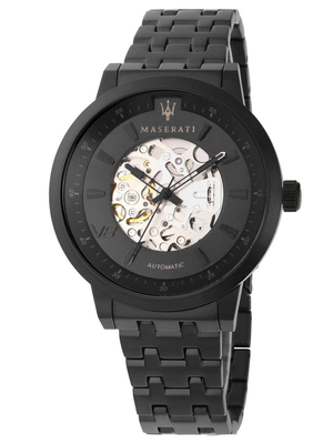 Maserati Granturismo Sport GT Skeleton Black Dial Black Steel Strap Watch For Men - R8823134003 Authentic Buy Shop Now