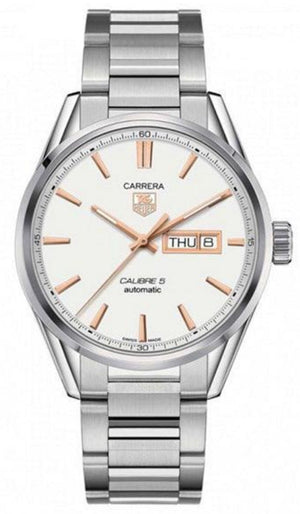 Tag Heuer Carrera Calibre 5 White Dial Silver Steel Strap Watch for Men - WAR201D.BA0723 Authentic Buy Shop Now