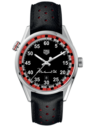Tag Heuer Carrera Muhammad Ali Calibre 5 Black Dial Black Leather Strap Watch for Men - WAR2A11.FC6337 Authentic Buy Shop Now