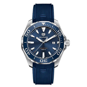 Tag Heuer Aquaracer Quartz Blue Dial Blue Rubber Strap Watch for Men - WAY101C.FT6153 Authentic Buy Shop Now