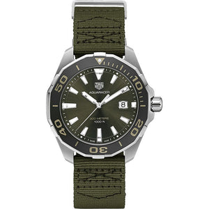 Tag Heuer Aquaracer Black Dial Khakhi Green NATO Strap Watch for Men - WAY101E.FC8222 Authentic Buy Shop Now